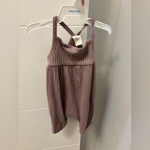 Kate Quinn Organic Baby Girl Ribbed Purple Romper Size 3-6 Months